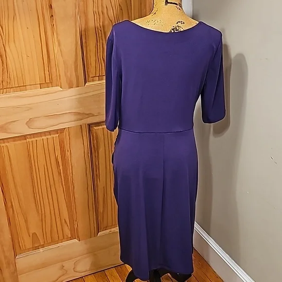 Size 14 connected apparel new without tags purple 3/4 length sleeve dress - Picture 7 of 11